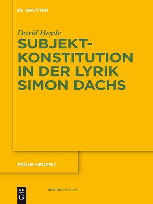 cover image of Subjektkonstitution in der Lyrik Simon Dachs